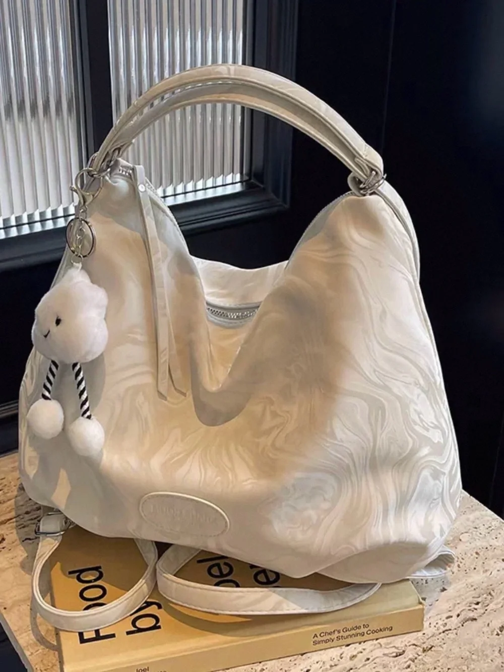 Silver Women's Hobo Shoulder Bag